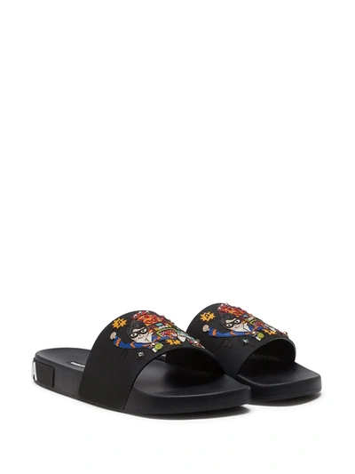 Shop Dolce & Gabbana Stylist Patches Rubber Slides In Black