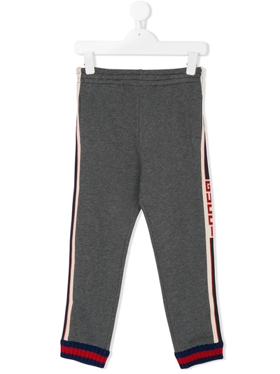 Shop Gucci Logo Stripe Joggers In Grey