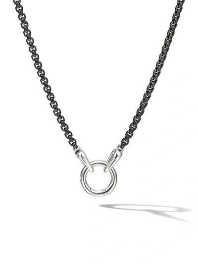 Shop David Yurman Smooth Amulet Box Chain Necklace In Black