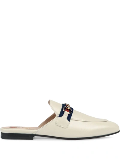 Shop Gucci Princetown Leather Mules In White