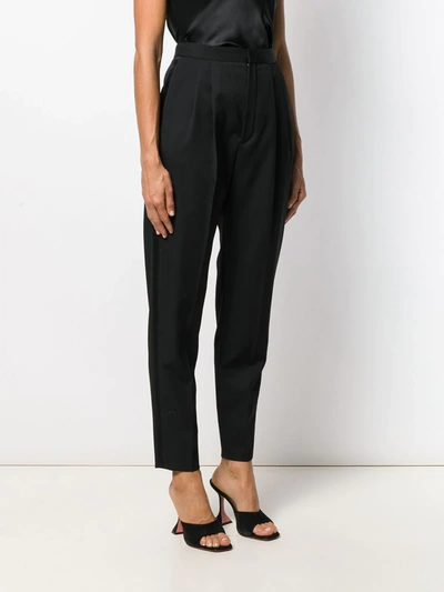 Saint Laurent Mid-rise Slim-leg Wool-gabardine Trousers In Black