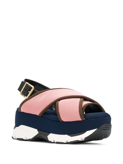 Shop Marni Wedge Buckled Sandals In Pink