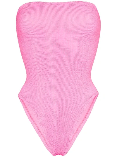 Shop Hunza G Audrey Strapless Swimsuit In Pink
