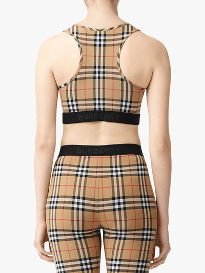 Shop Burberry Vintage Check Sports Bra In Neutrals