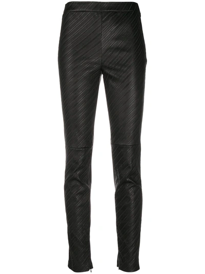 Shop Givenchy Textured Logo Stripe Leggings In Black