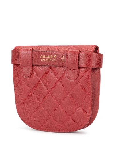 Pre-owned Chanel 1997 Cc Diamond-quilted Belt Bag In Red