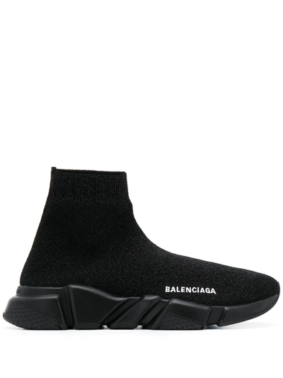 Shop Balenciaga Speed Stretch-knit Sneakers In Black