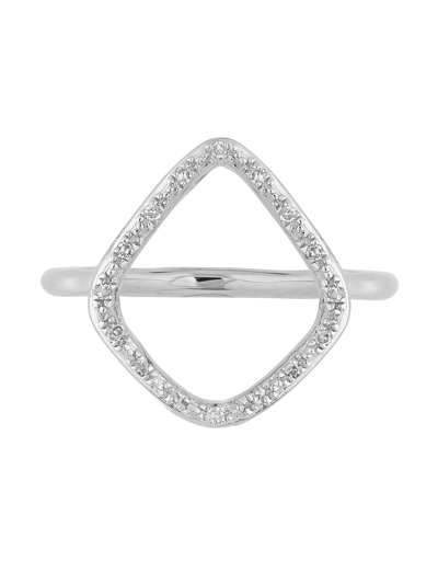 Shop Monica Vinader Riva Diamond Hoop Ring In Silver
