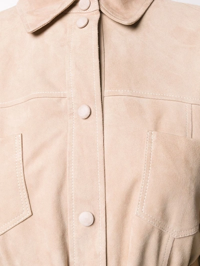 Shop Arma Tie-waist Patch-pocket Jacket In Neutrals