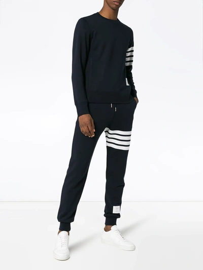 Thom Browne Pantalone Jogging Con Stampa 4bar Stripe In Blue