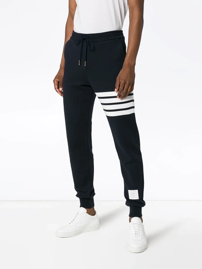 Thom Browne Pantalone Jogging Con Stampa 4bar Stripe In Blue