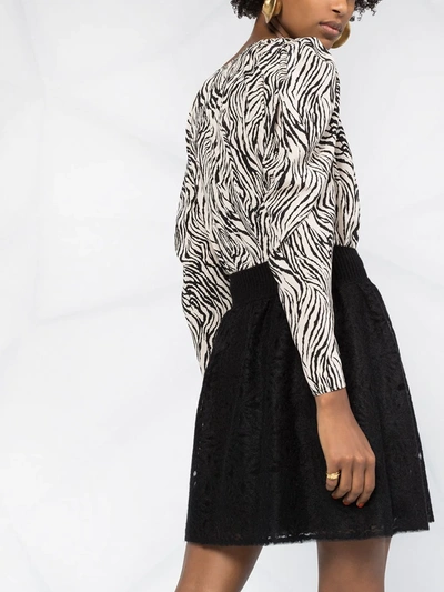 Shop Alberta Ferretti Cut-out Floral Knit Skirt In Black