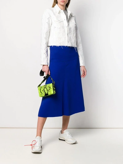 Off-white Cropped Embroidered Denim Jacket In 0101 White Whit