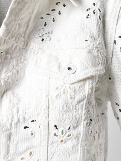 Shop Off-white Broderie Anglaise Denim Jacket In 0101 White Whit