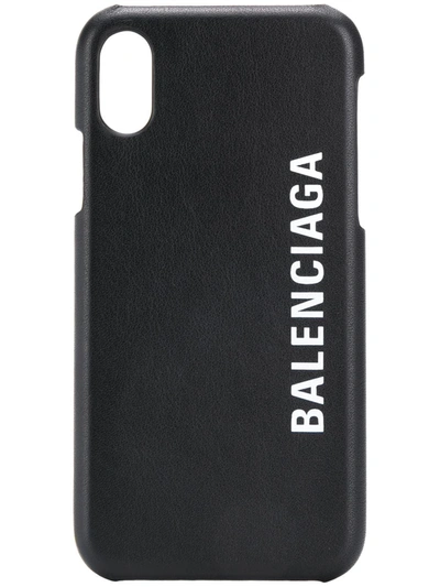 Shop Balenciaga Iphone X And Xs Logo Cover In Black