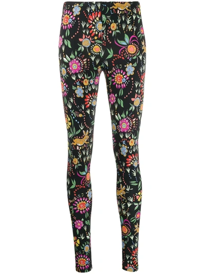 Shop La Doublej Floral Multi-print Leggings In Black