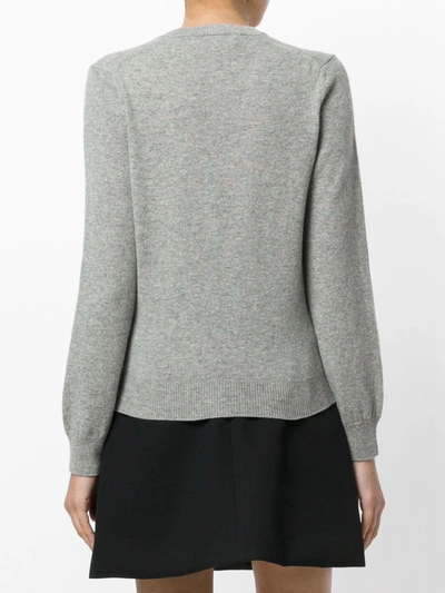 Comme Des Garçons Play Grey Heart Patch V-neck Sweater In Grey