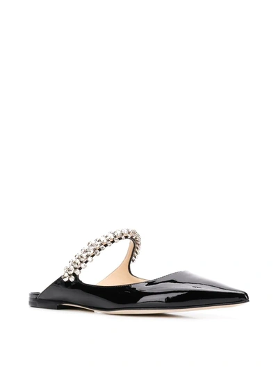 Jimmy Choo Bing Embellished Patent Leather Slides In Black