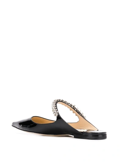 Jimmy Choo Bing Embellished Patent Leather Slides In Black