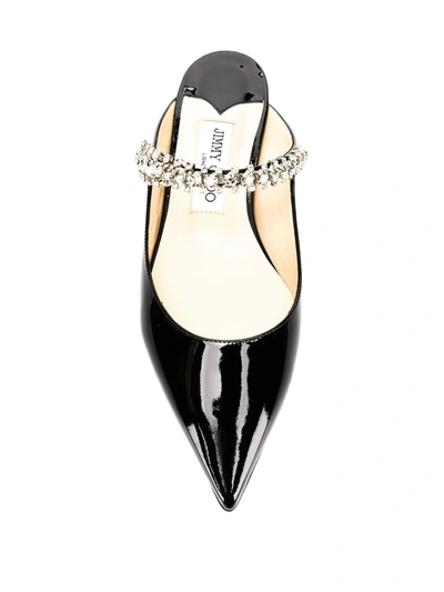 Jimmy Choo Bing Embellished Patent Leather Slides In Black
