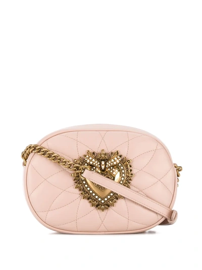 Shop Dolce & Gabbana Devotion Quilted Camera Bag In Pink