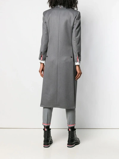 Shop Thom Browne Fur Collar Elongated Chesterfield In Grey