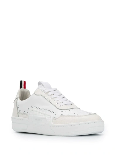 Shop Thom Browne Basketball Low-top Sneakers In White