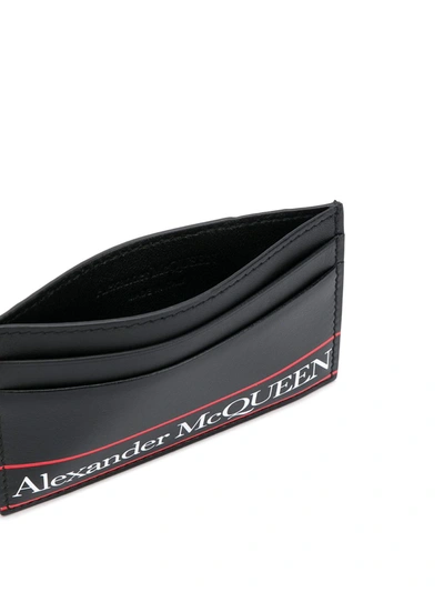 Shop Alexander Mcqueen Striped Logo Cardholder In Black