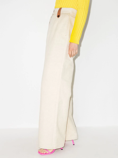 Shop Loewe High-waisted Wide-leg Trousers In Neutrals