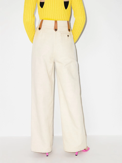 Shop Loewe High-waisted Wide-leg Trousers In Neutrals