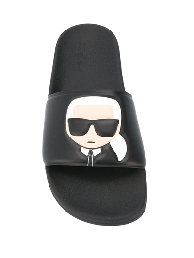 Shop Karl Lagerfeld Ikonik Slides In Black