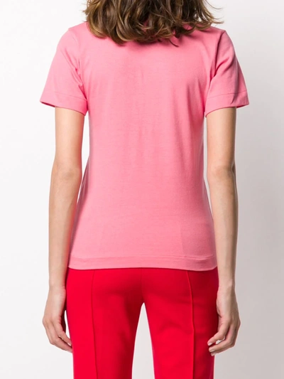 Shop Comme Des Garçons Play Heart Print Round Neck T-shirt In Pink