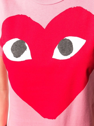 Shop Comme Des Garçons Play Heart Print Round Neck T-shirt In Pink