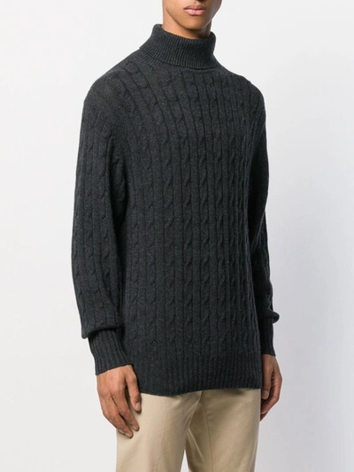 Shop N•peal Cable Knit Roll Neck Jumper In Black