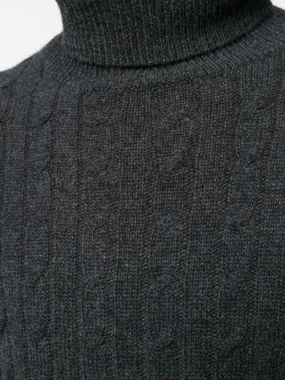 Shop N•peal Cable Knit Roll Neck Jumper In Black