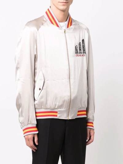 Casablanca Grey Grand Prix Souvenir Bomber Jacket In Grey