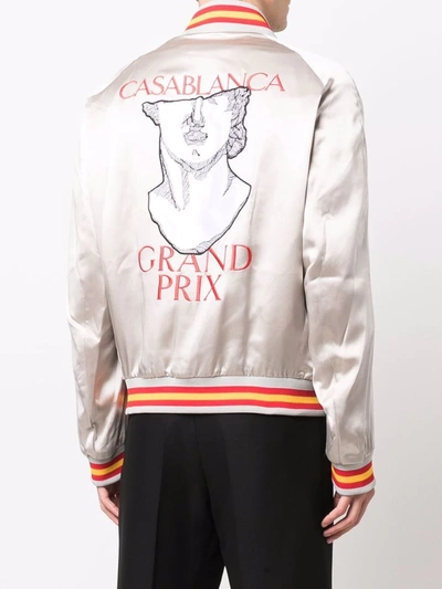 Casablanca Grey Grand Prix Souvenir Bomber Jacket In Grey
