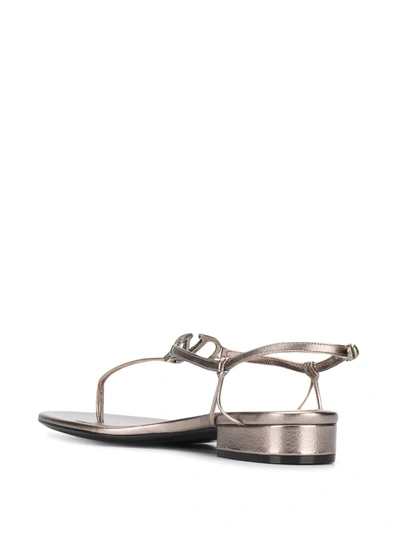 Shop Valentino Vlogo T-bar Sandals In Grey