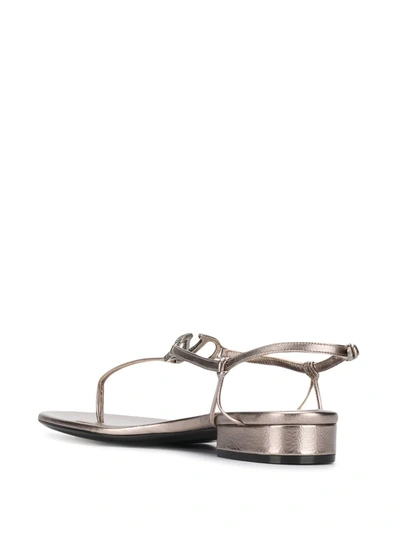 Valentino Vlogo Glow Metallic Leather Sandals In Grey