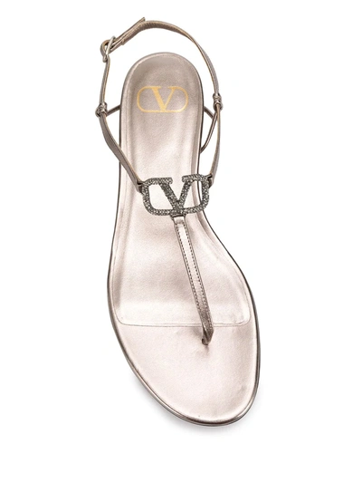 Shop Valentino Vlogo T-bar Sandals In Grey