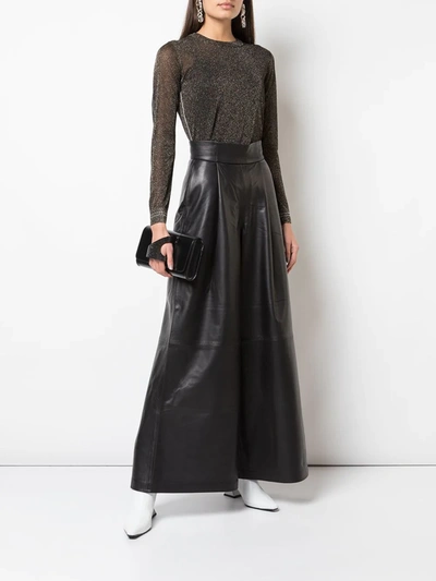 Shop Skiim Amanda Leather Wide Leg Trousers In Black