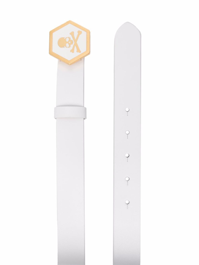 Philipp Plein Skull-motif Leather Belt In Weiss