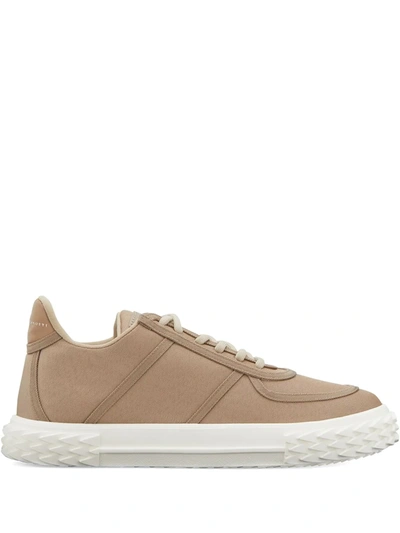 Shop Giuseppe Zanotti Lace-up Low Top Trainers In Neutrals