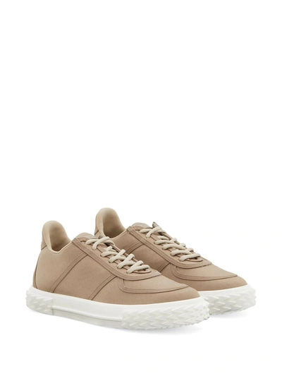 Shop Giuseppe Zanotti Lace-up Low Top Trainers In Neutrals