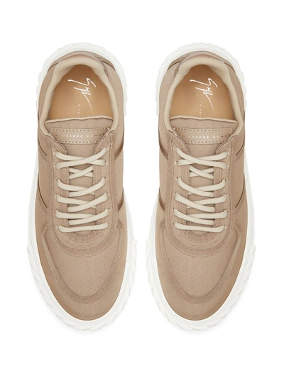 Shop Giuseppe Zanotti Lace-up Low Top Trainers In Neutrals