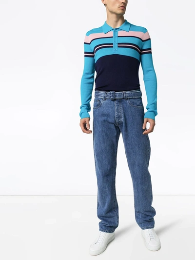 Shop Sies Marjan Cortez Henley Stripe Polo Shirt In Blue