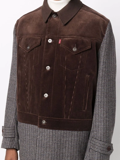 Shop Junya Watanabe Contrast Button-up Single-breasted Coat In Brown