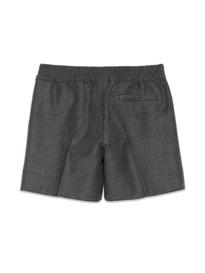 Shop Gucci Baby Wool Bermuda Shorts With Lyre In Grey