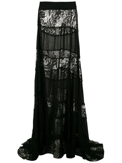 Shop Amir Slama Lace Panels Maxi Skirt In Black