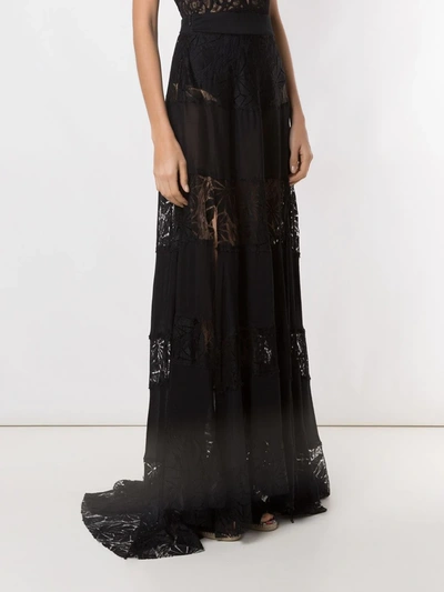 Shop Amir Slama Lace Panels Maxi Skirt In Black